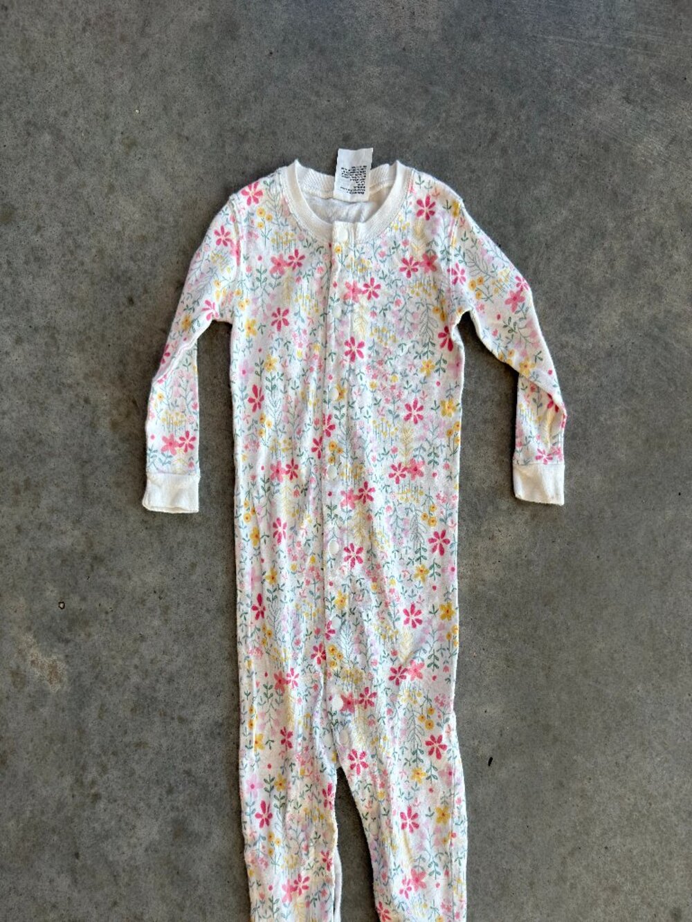 Uniqlo Baby 12-18M Pink Yellow Floral Snap Sleeper Romper